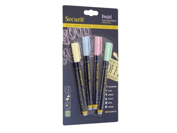 Securit® original kridtmarker sæt med fire pastelfarver