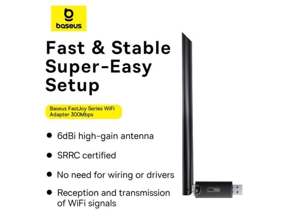 Baseus FastJoy 300Mbps WiFi-sovitin (musta)