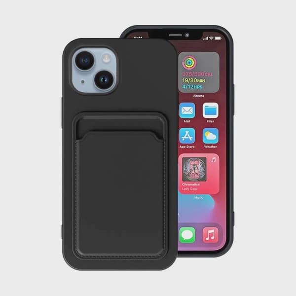 Silicone Case with Card Holder for iPhone 14 - Black