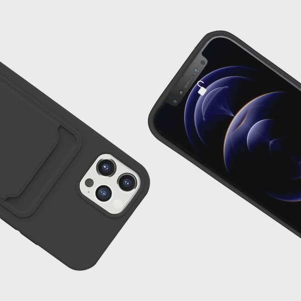 Silicone Case with Card Holder for iPhone 14 Pro - Black