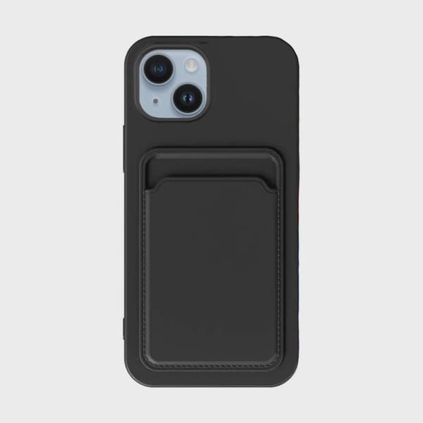 Silicone Case with Card Holder for iPhone 14 - Black