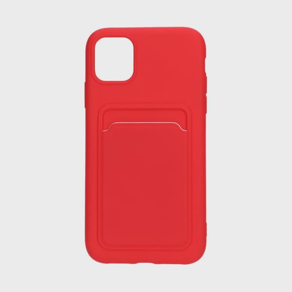 Silicone Mobile Case with Card Holder for iPhone 11 - Red