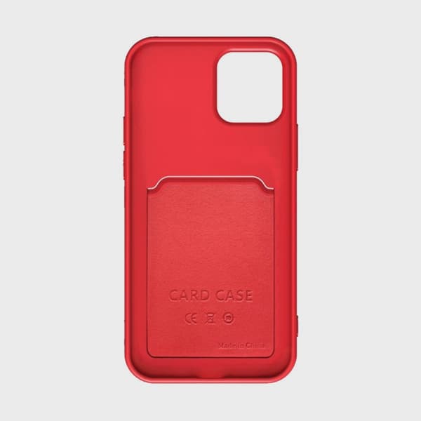 Silicone Mobile Case with Card Holder for iPhone 14 Pro Max - Red