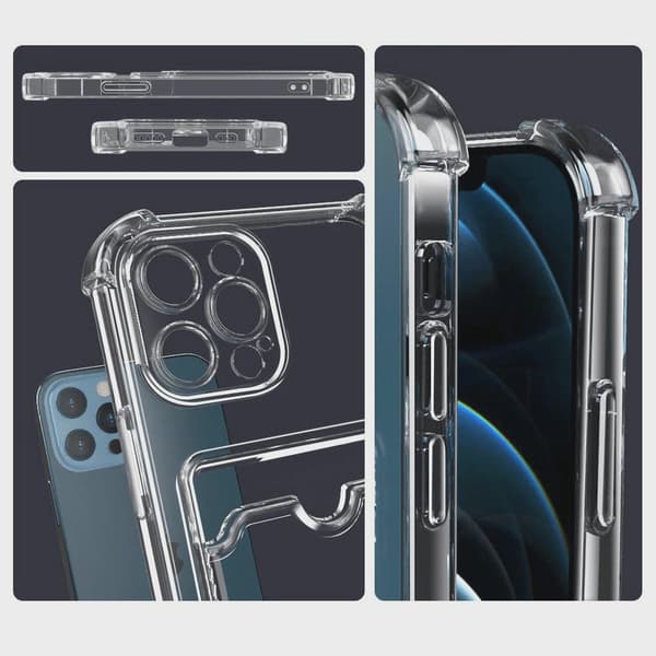 Transparent Phone Case with Card Holder for iPhone 13