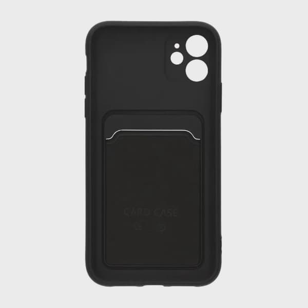 Silicone Mobile Case with Card Holder for iPhone 11 - Black