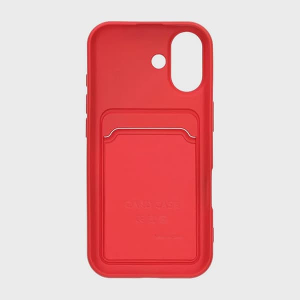 Silicone Mobile Case with Card Holder for iPhone 17 - Red