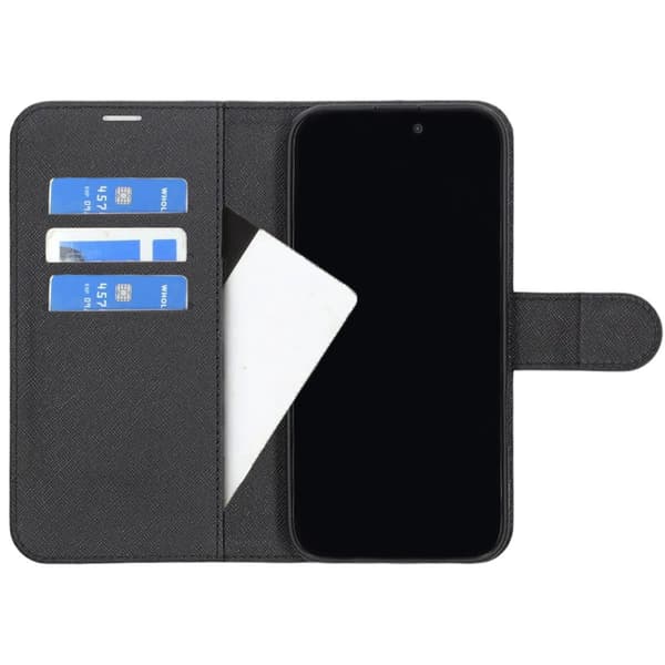 iPhone 16 Plus Wallet Case with Stand - Black