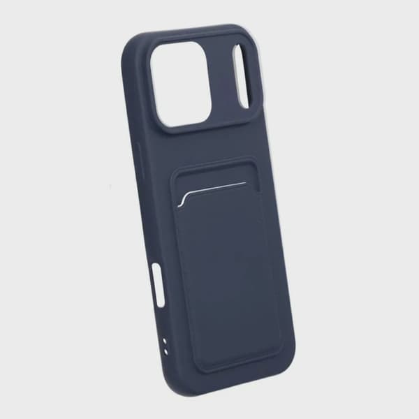 Silicone Case with Card Holder for iPhone 17 Pro Max - Blue