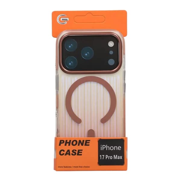 Corrugated Gradient Magnetic Case For iPhone 17 Pro Max Rose Gold