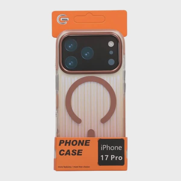 Corrugated MagSafe Case for iPhone 17 Pro - Gradient Rose Gold