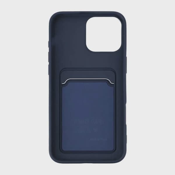 Silicone Mobile Case with Card Holder for iPhone 16 Pro - Blue