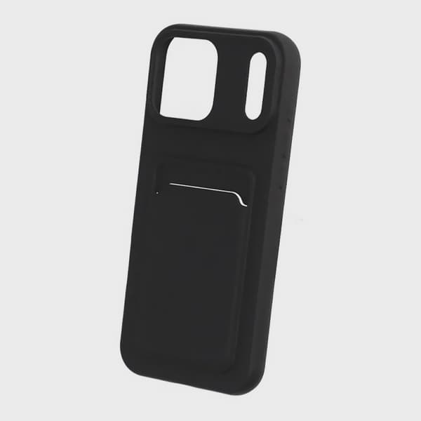 Silicone Mobile Case with Card Holder for iPhone 17 Pro Max - Black