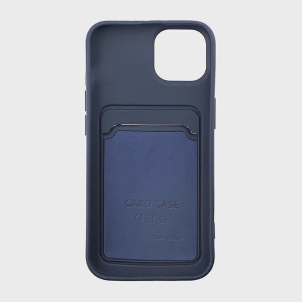 Silicone Case with Card Holder for iPhone 15 Plus - Blue