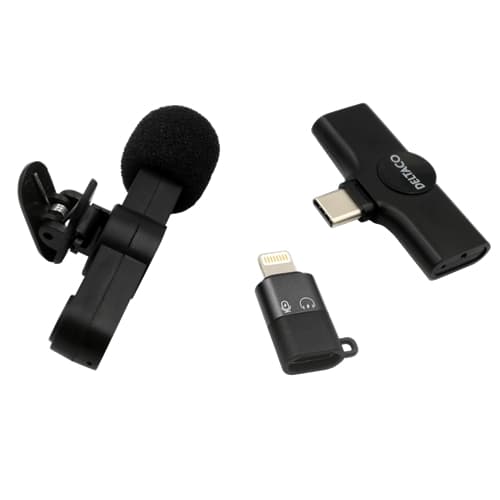 DELTACO Trådlös vlogg-mikrofon, USB-C/Lightning