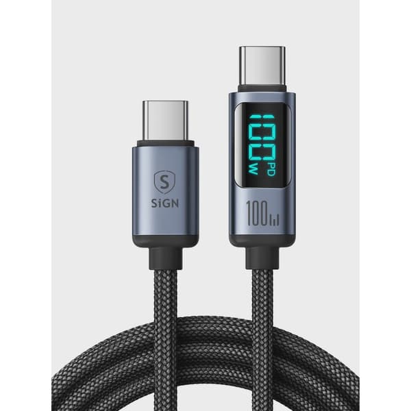 SiGN USB-C to USB-C Cable 100W with Display, 2m - Black
