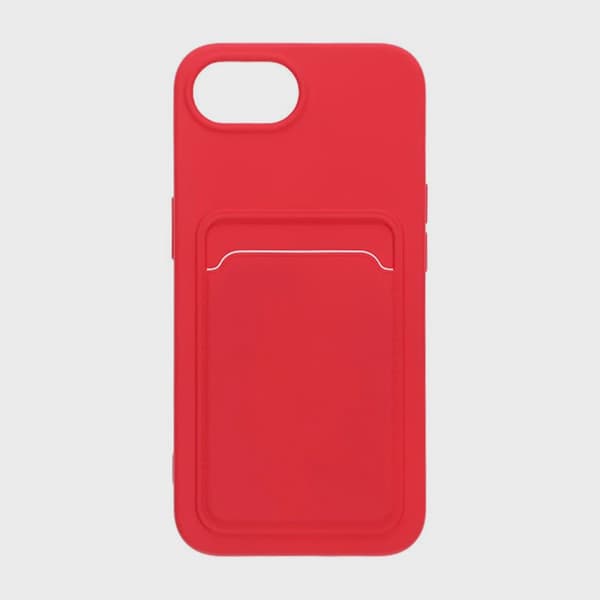 Silicone Case with Card Holder for iPhone 16e and 17e - Red
