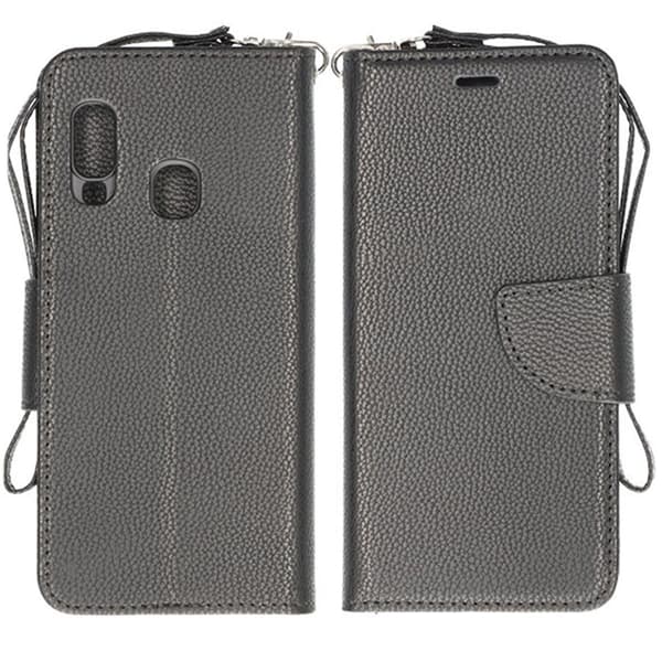 Samsung A40 Wallet Case with Stand - Black