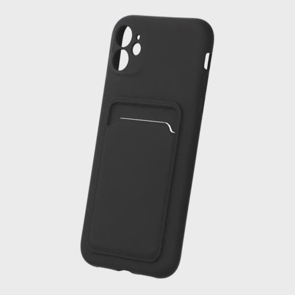 Silicone Mobile Case with Card Holder for iPhone 11 - Black
