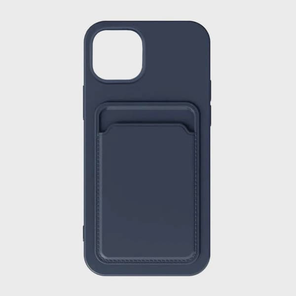 Silicone Case with Card Holder for iPhone 15 Plus - Blue