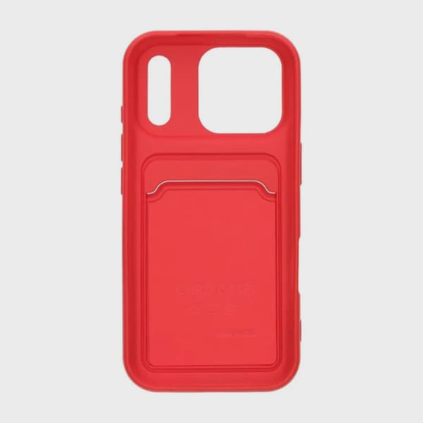 Silicone Case with Card Holder for iPhone 17 Pro - Red