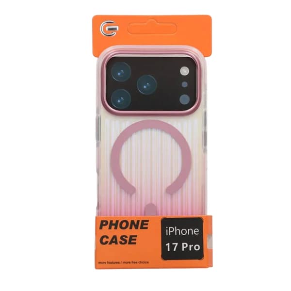 Corrugated Gradient Magnetic Case For iPhone 17 Pro Pink