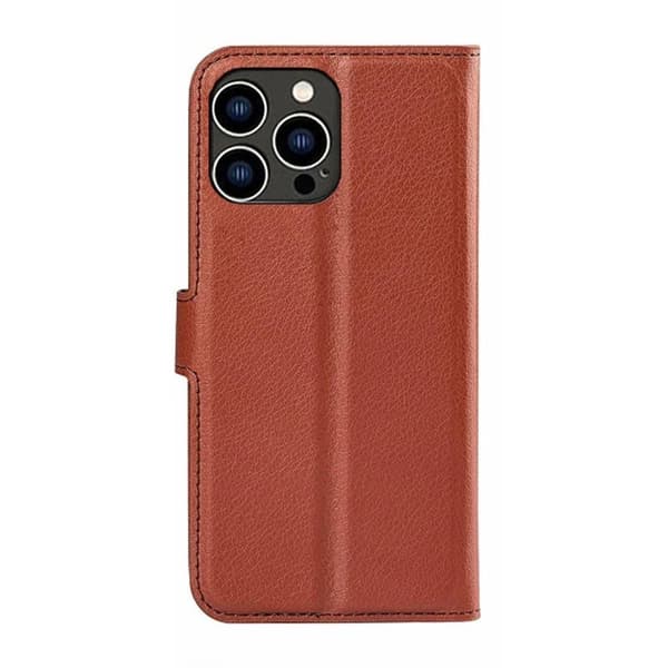 iPhone 15 Pro Wallet Case with Stand - Brown