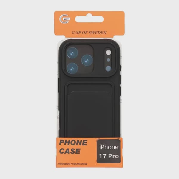 Silicone Case with Card Holder for iPhone 17 Pro - Black