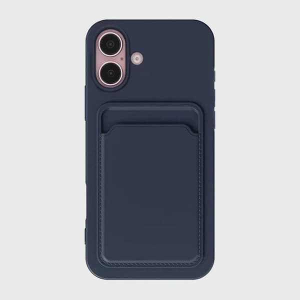 Silicone Mobile Case with Card Holder for iPhone 16 Plus - Blue