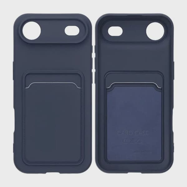 Silicone Mobile Case with Card Holder for iPhone Air - Blue
