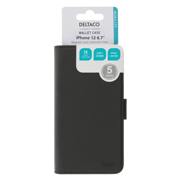 Wallet Case 2-in-1, iPhone 12 Pro Max, Magnetic Shell, Black