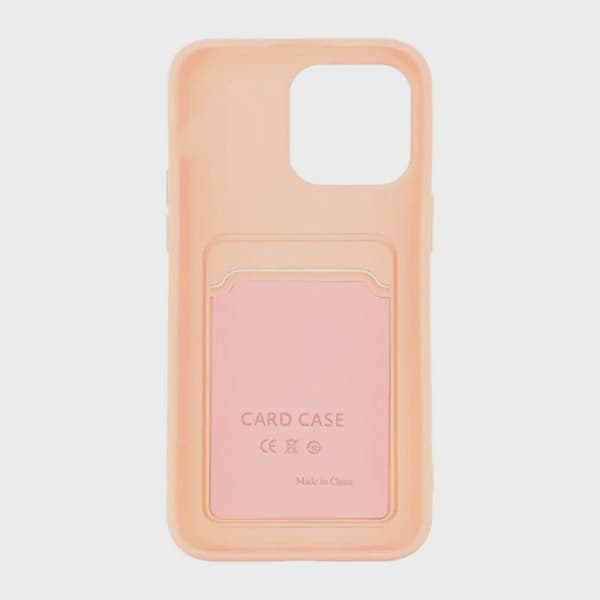 Silicone Mobile Case with Card Holder for iPhone 15 Pro Max - Pink