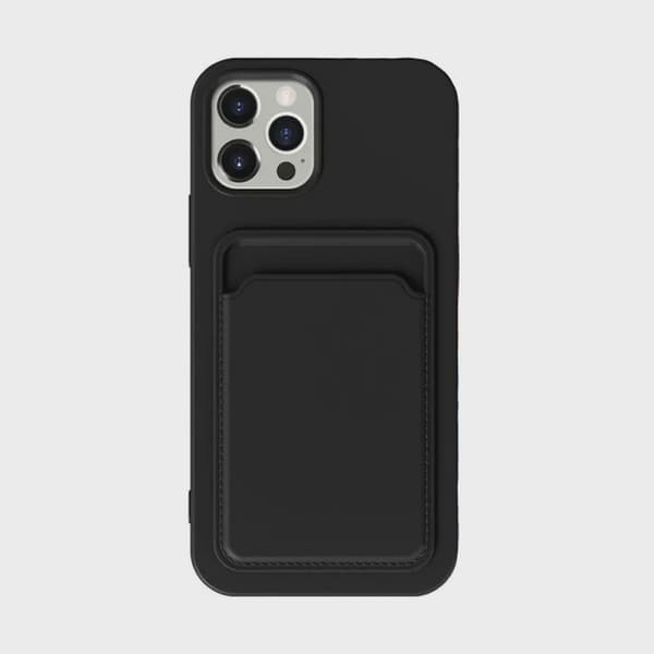 Silicone Mobile Case with Card Holder for iPhone 13 Pro Max - Black