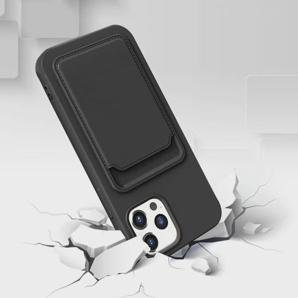 Silicone Case with Card Holder for iPhone 14 Pro - Black