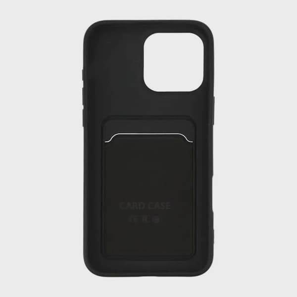 Silicone Mobile Case with Card Holder for iPhone 16 Pro - Black