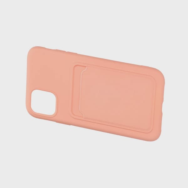 Silicone Mobile Case with Card Holder for iPhone 11 - Pink
