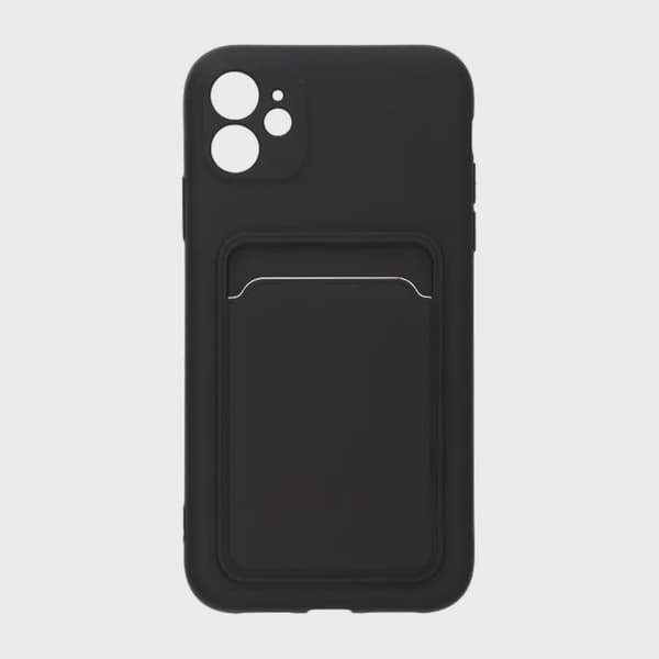 Silicone Mobile Case with Card Holder for iPhone 11 - Black