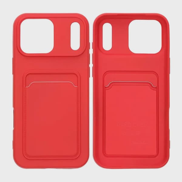 Silicone Case with Card Holder for iPhone 17 Pro Max - Red