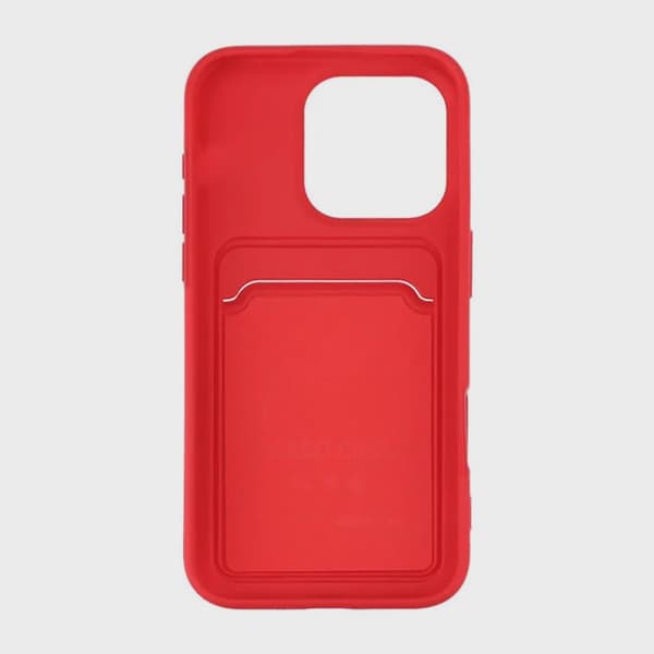 Silicone Mobile Case with Card Holder for iPhone 16 Pro Max - Red