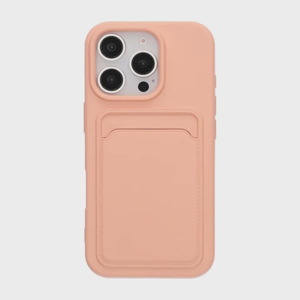 Silicone Case with Card Holder for iPhone 16 Pro - Pink