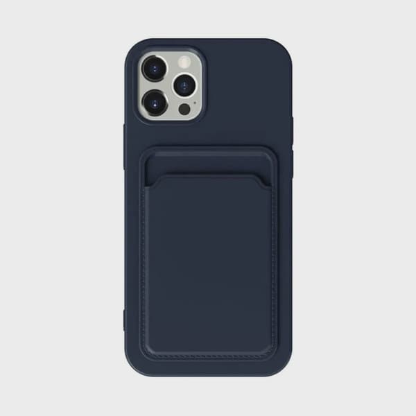 Silicone Mobile Case with Card Holder for iPhone 13 - Blue