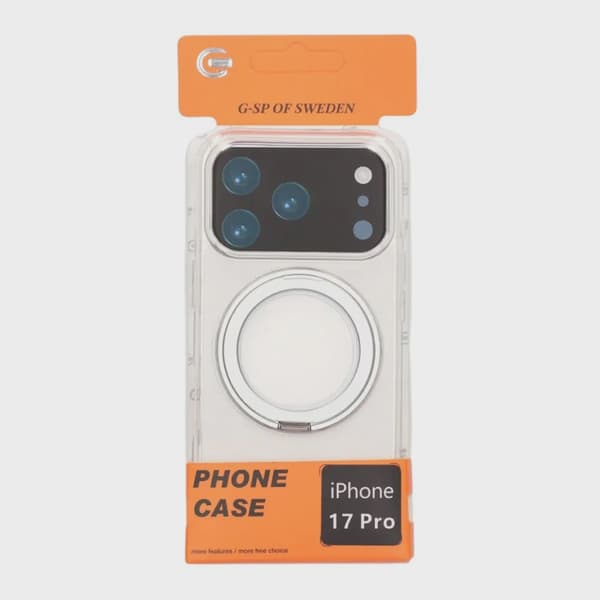 Mobile Case Rotating Magnetic Stand for iPhone 17 Pro - Transparent