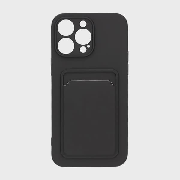 Silicone Case with Card Holder for iPhone 14 Pro Max - Black
