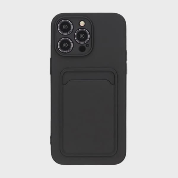 Silicone Case with Card Holder for iPhone 14 Pro Max - Black