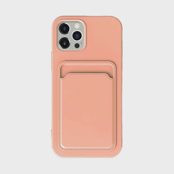 Silicone Mobile Case with Card Holder for iPhone 14 Pro - Pink