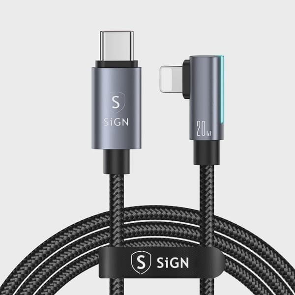 SiGN USB-C to Lightning Cable 2m, 20W - Black