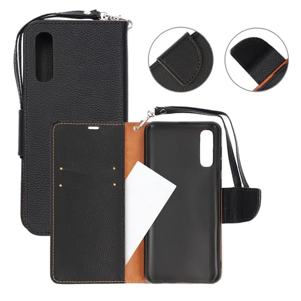 Samsung A50 Wallet Case with Stand - Black