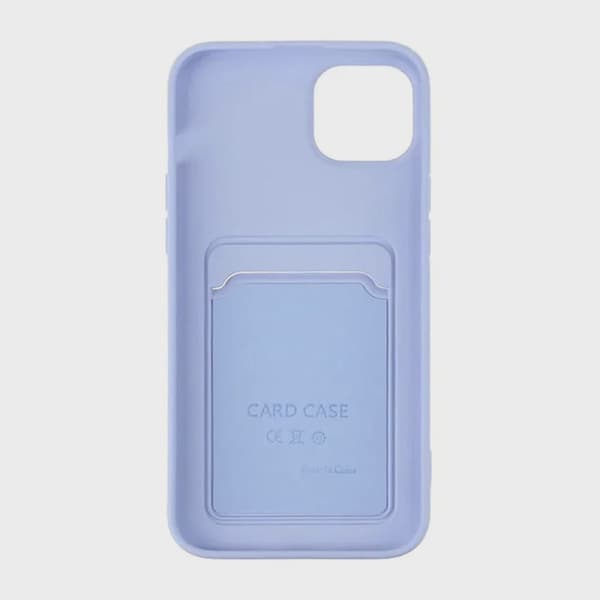 Silicone Mobile Case with Card Holder for iPhone 15 Plus - Purple