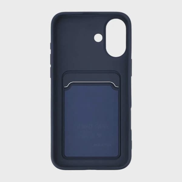 Silicone Mobile Case with Card Holder for iPhone 16 Plus - Blue