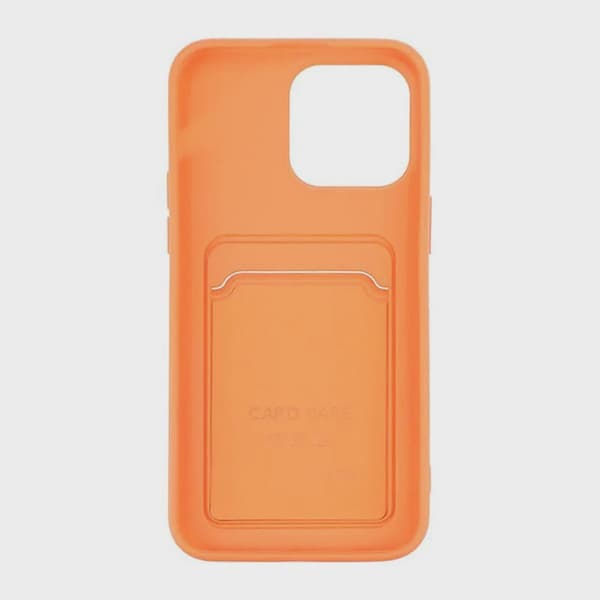 Silicone Mobile Case with Card Holder for iPhone 15 Pro Max - Orange