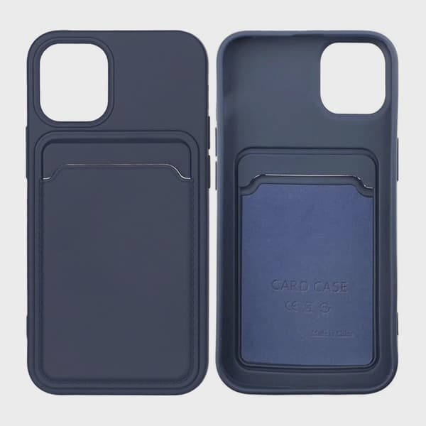 Silicone Mobile Case with Card Holder for iPhone 12 Mini - Blue